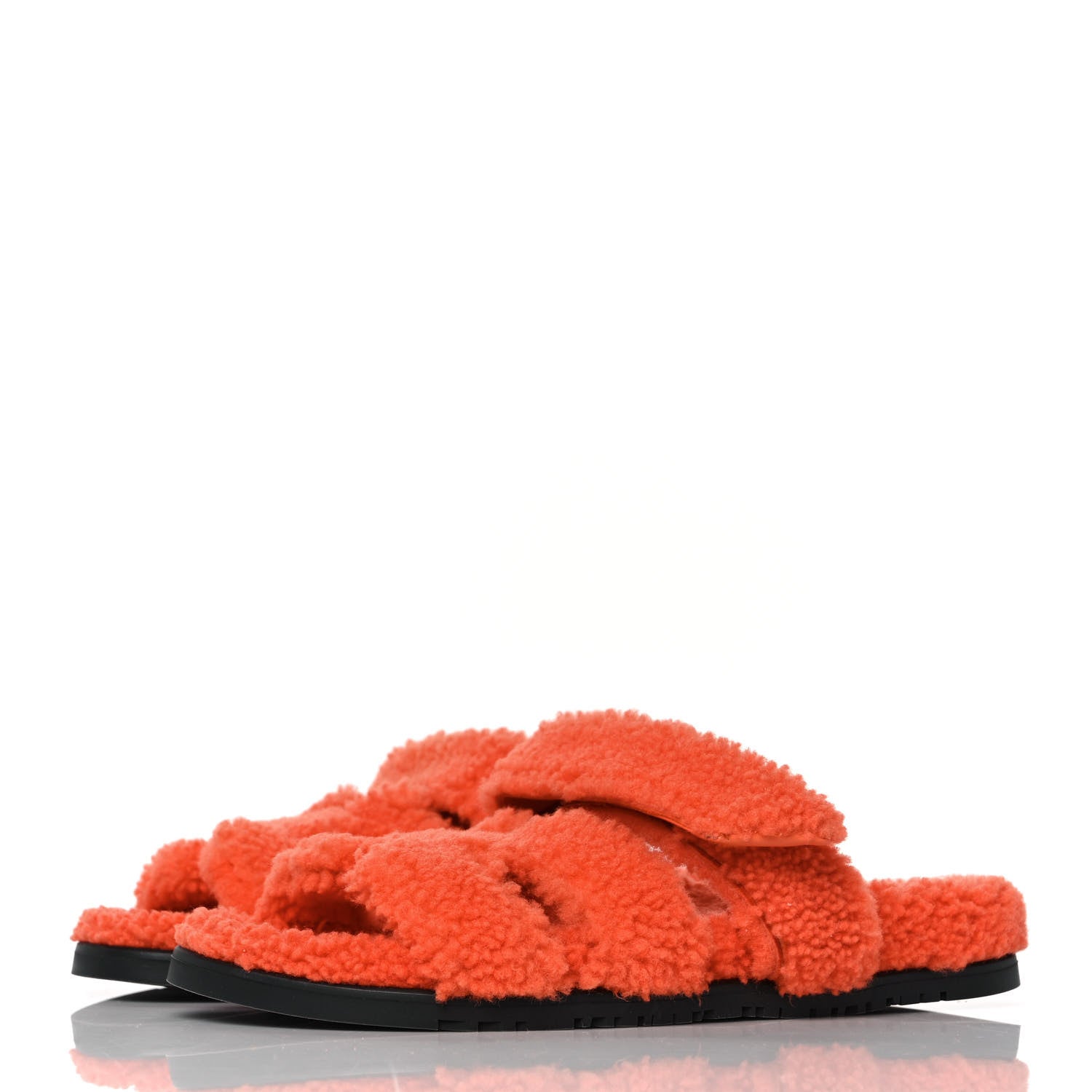 Hermes Woolskin Womens Chypre Sandals 39 Orange 3 of 8