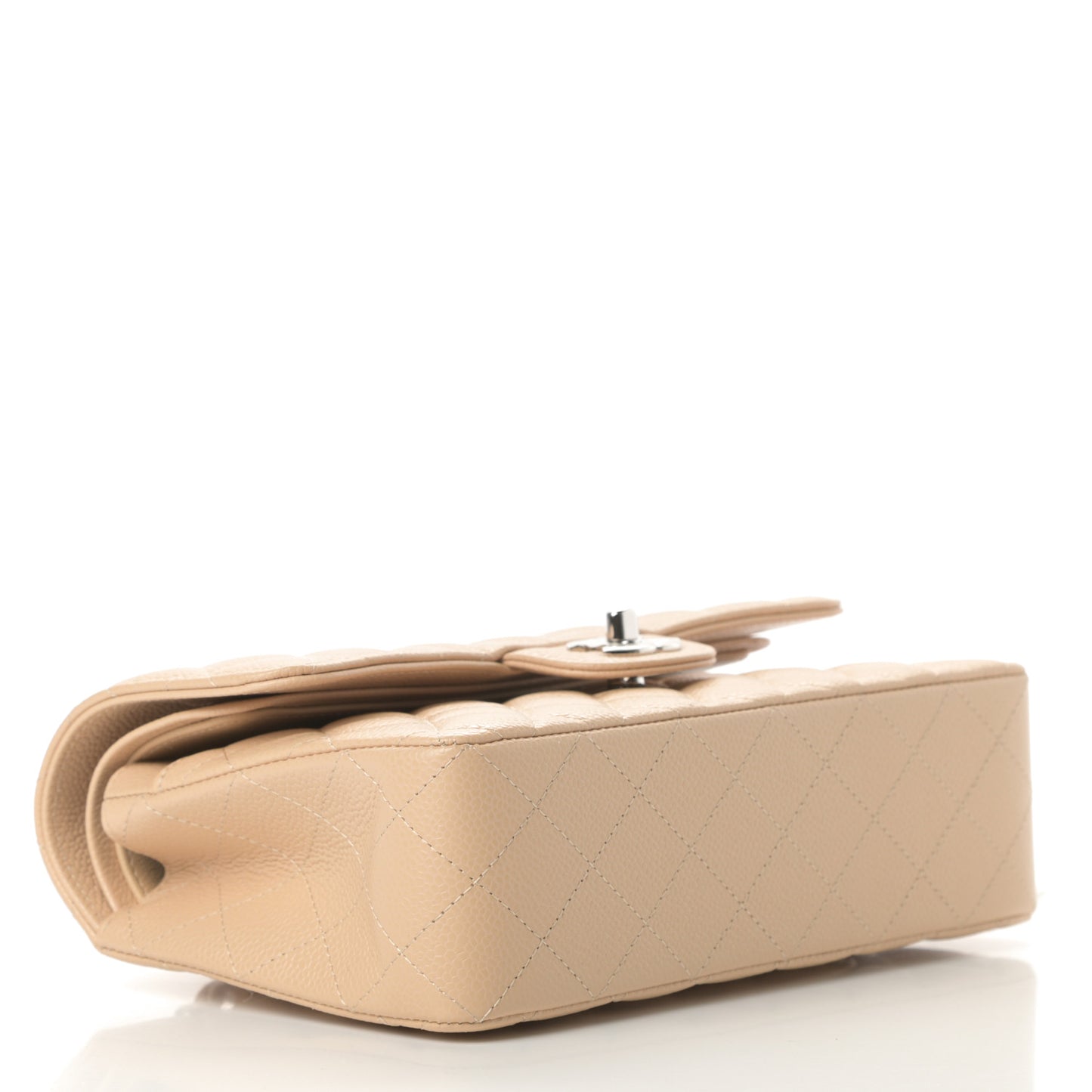 Caviar Quilted Small Double Flap Beige