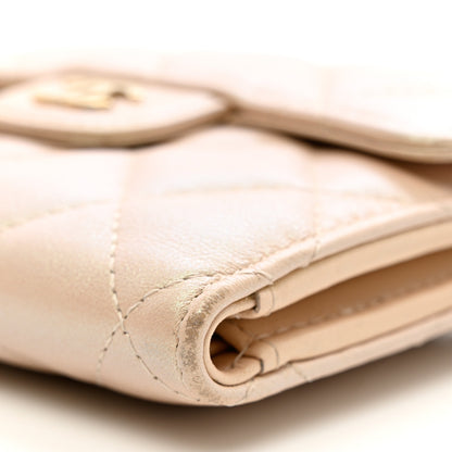 Chanel Iridescent Calfskin Quilted Compact Flap Wallet Beige 9 of 11