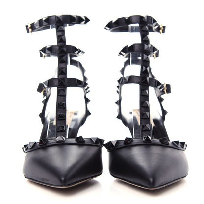 Valentino Garavani Nappa Rockstud Ankle Strap Low Heel Pumps 36.5 Black 2 of 13