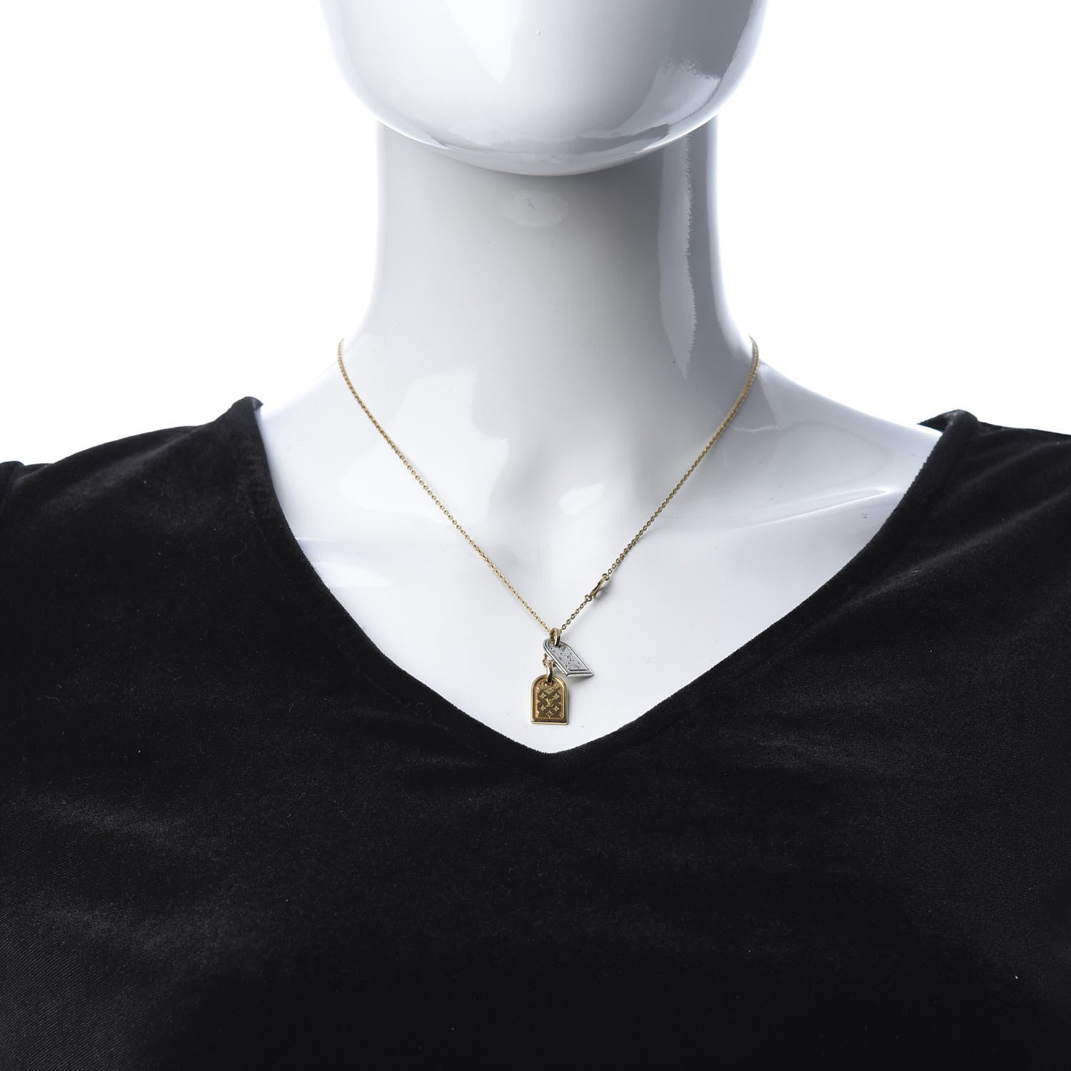 Louis Vuitton Nanogram Name Tag Necklace Gold 2 of 5