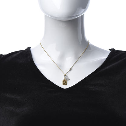 Louis Vuitton Nanogram Name Tag Necklace Gold 2 of 5