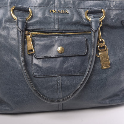 Prada Vitello Shine Tote Denim 19 of 21