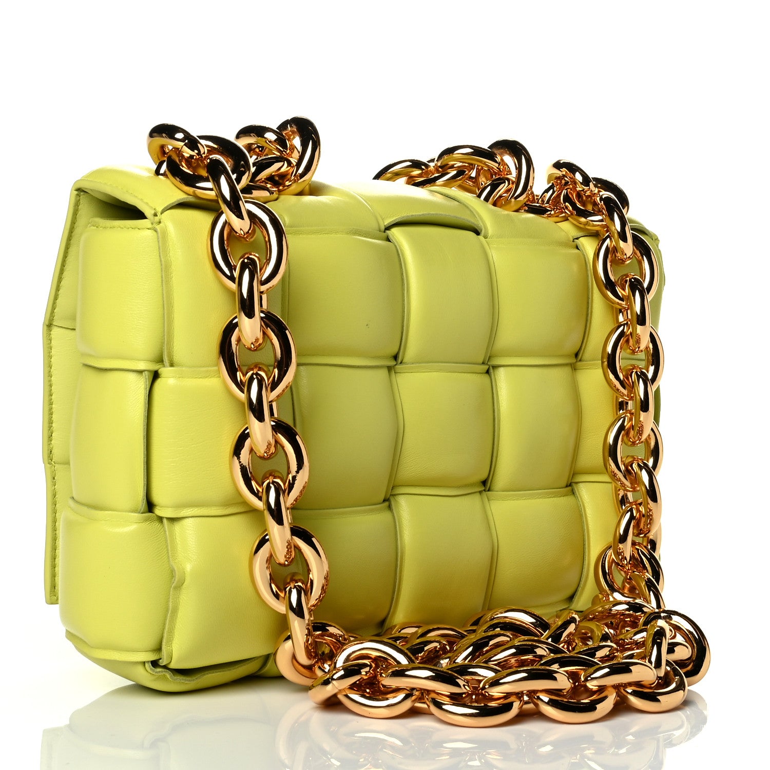 Bottega Veneta Lambskin Maxi Intreccio Padded Chain Cassette Crossbody Bag Kiwi 2 of 4