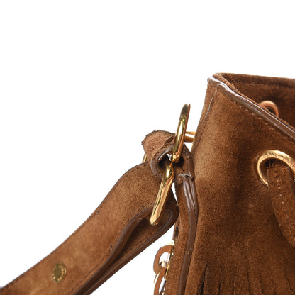 Saint Laurent Suede Calfskin Small Emmanuelle Fringe Bucket Bag Light Ocre 7 of 10
