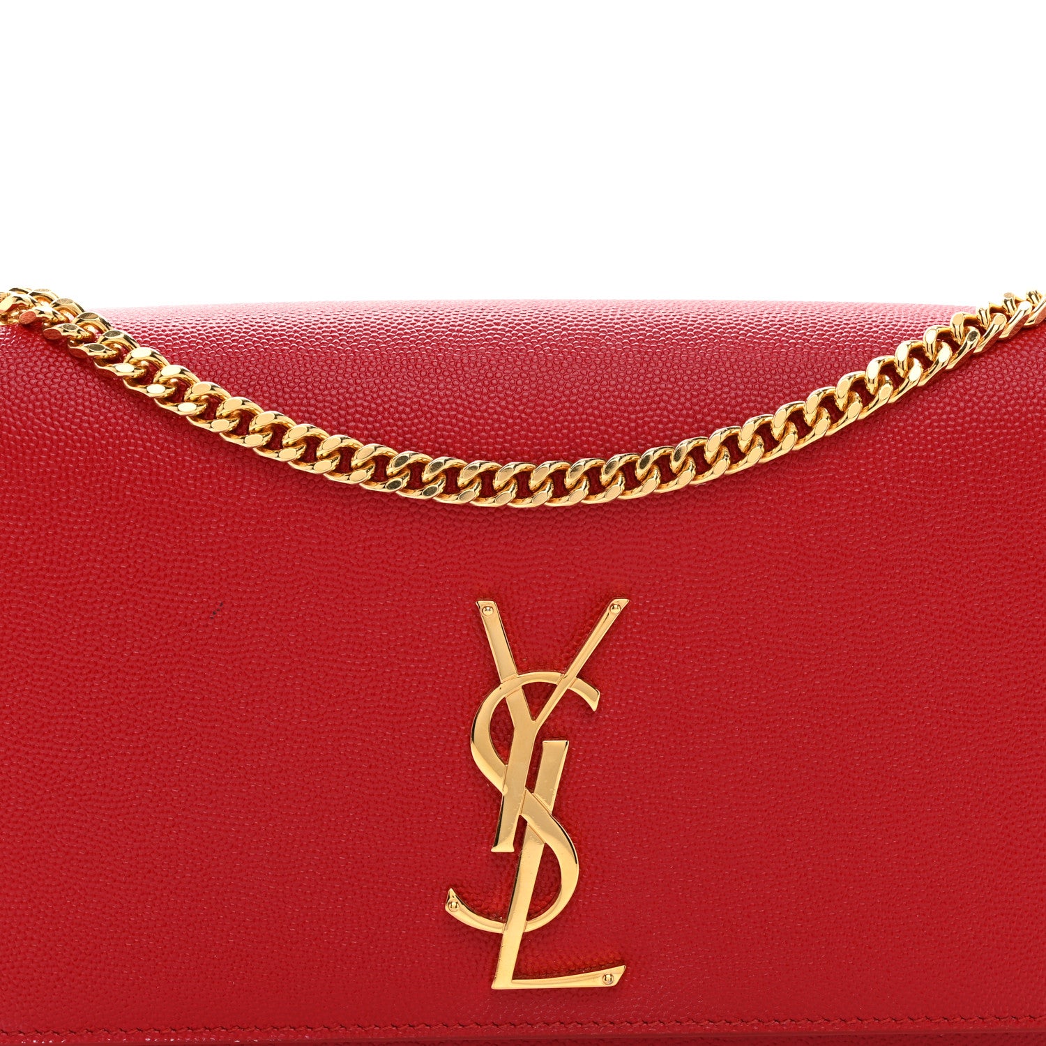 Saint Laurent Grain De Poudre Medium Monogram Kate Satchel Red 9 of 11