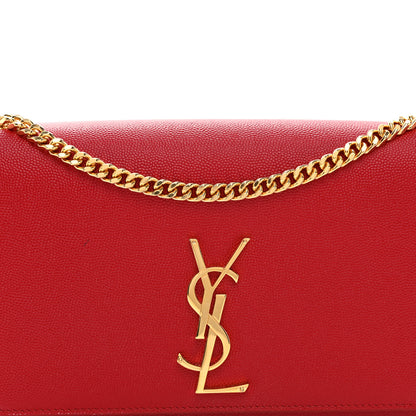 Saint Laurent Grain De Poudre Medium Monogram Kate Satchel Red 9 of 11
