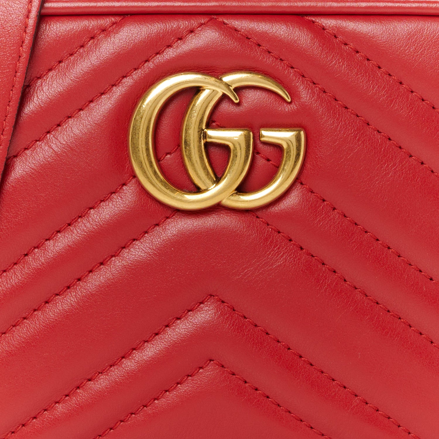 Gucci Calfskin Matelasse Mini GG Marmont Chain Shoulder Bag Hibiscus Red 9 of 11