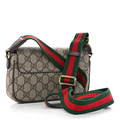 Gucci GG Supreme Monogram Textured Dollar Calfskin Web Mini Ophidia Envelope Shoulder Bag Beige Ebony 2 of 10