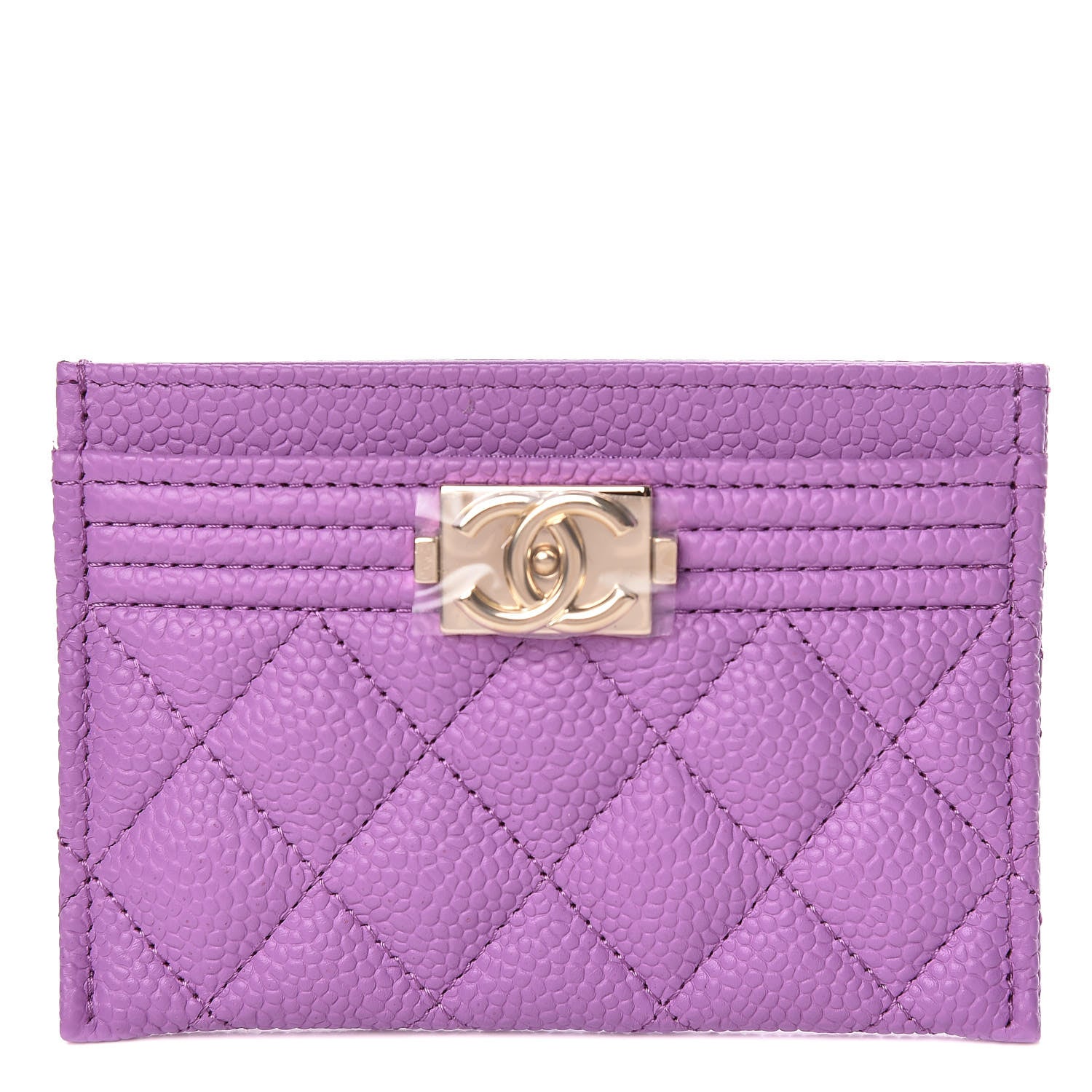 Chanel Caviar Quilted Boy Card Holder Purple 1 of 9