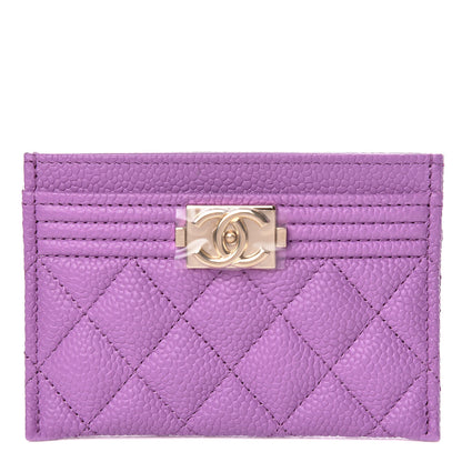 Chanel Caviar Quilted Boy Card Holder Purple 1 of 9