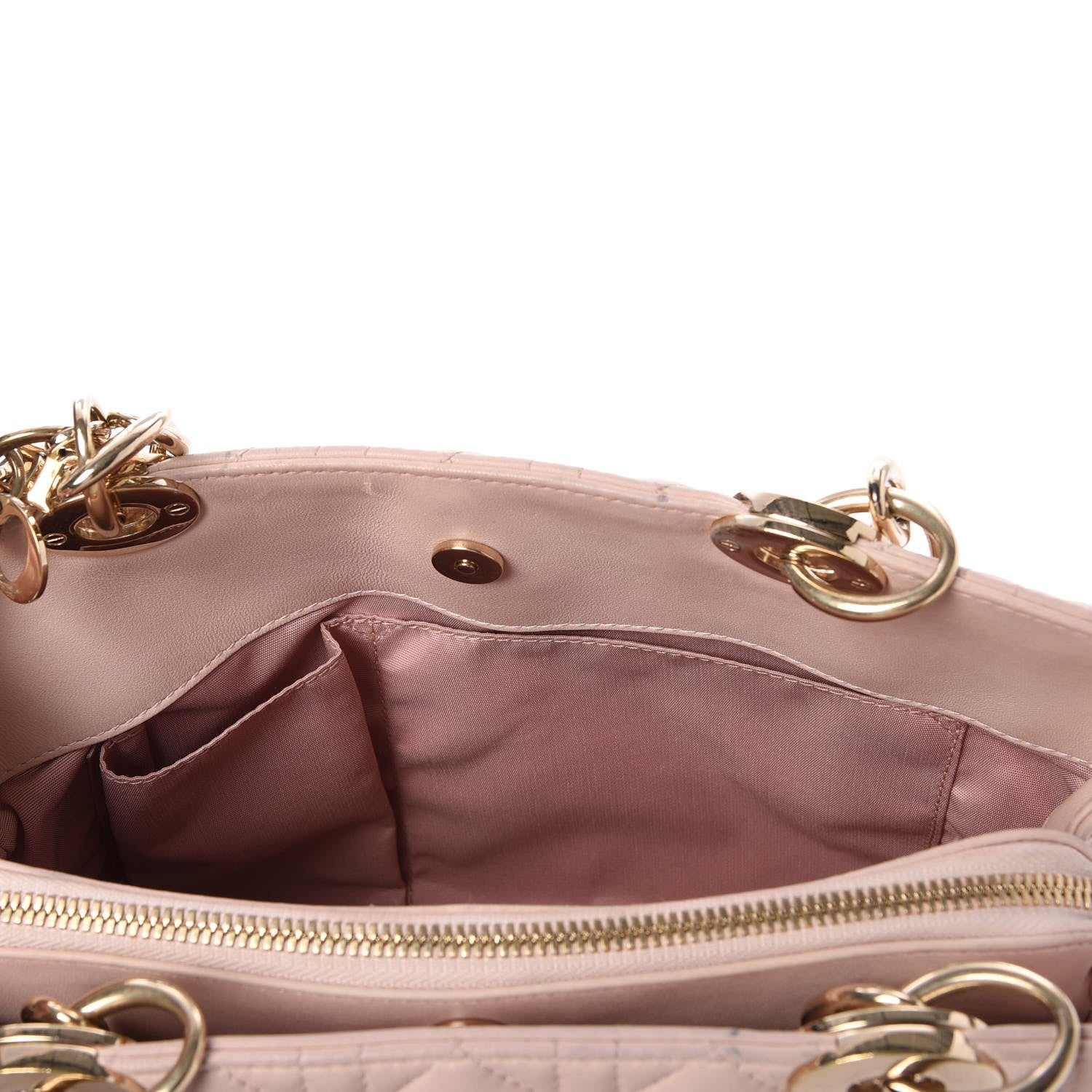 Christian Dior Lambskin Cannage Small Dior Soft Zipped Shopping Tote Light Pink 5 of 8