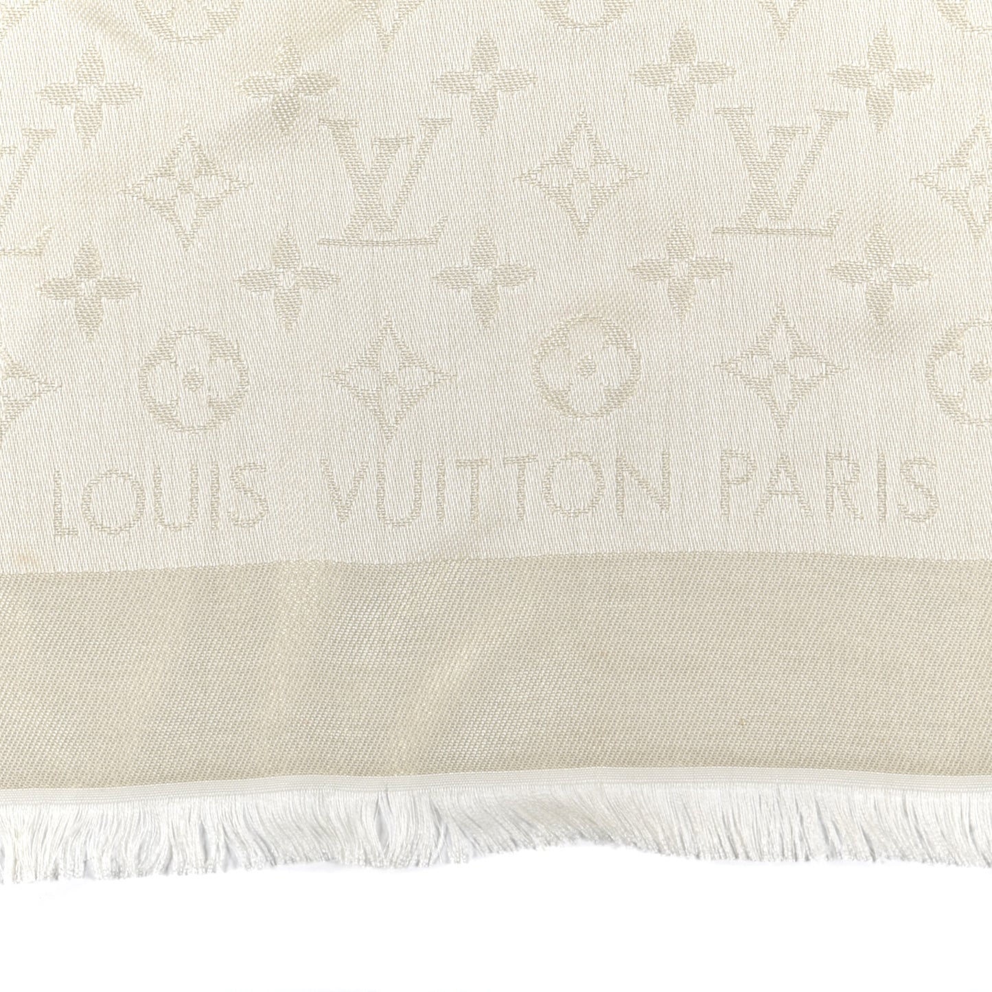 Silk Wool Monogram Shine Shawl Beige
