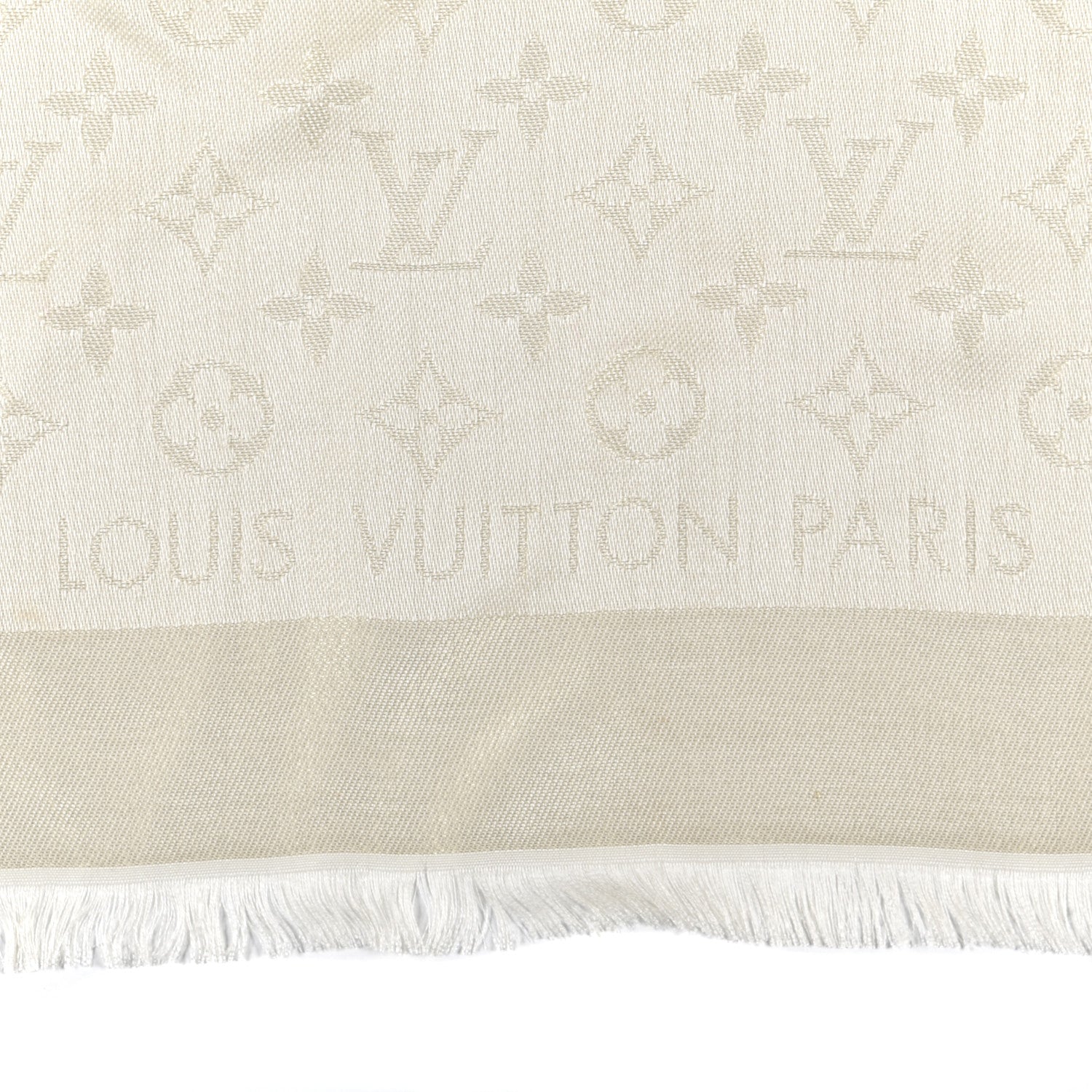 Louis Vuitton Silk Wool Monogram Shine Shawl Beige 2 of 4