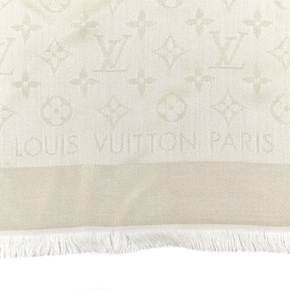 Louis Vuitton Silk Wool Monogram Shine Shawl Beige 2 of 4