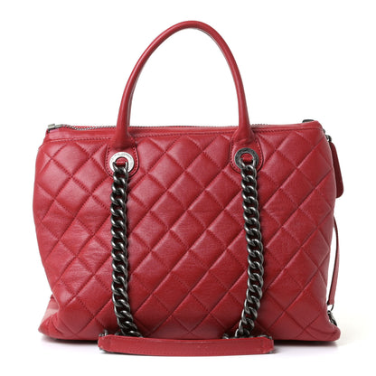 Chanel Shiny Sheepskin Quilted Medium Shopping Tote Red 1 of 17