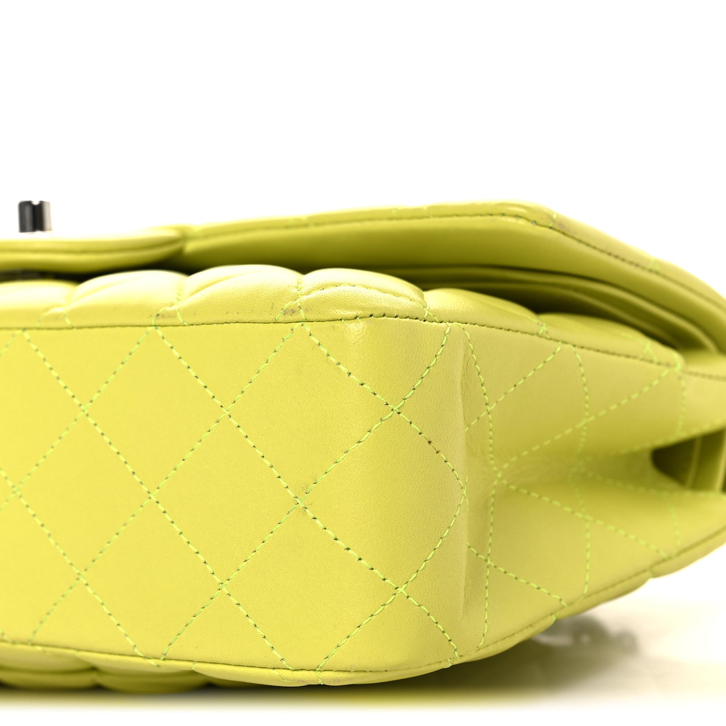 Lambskin Quilted Medium Double Flap Yellow