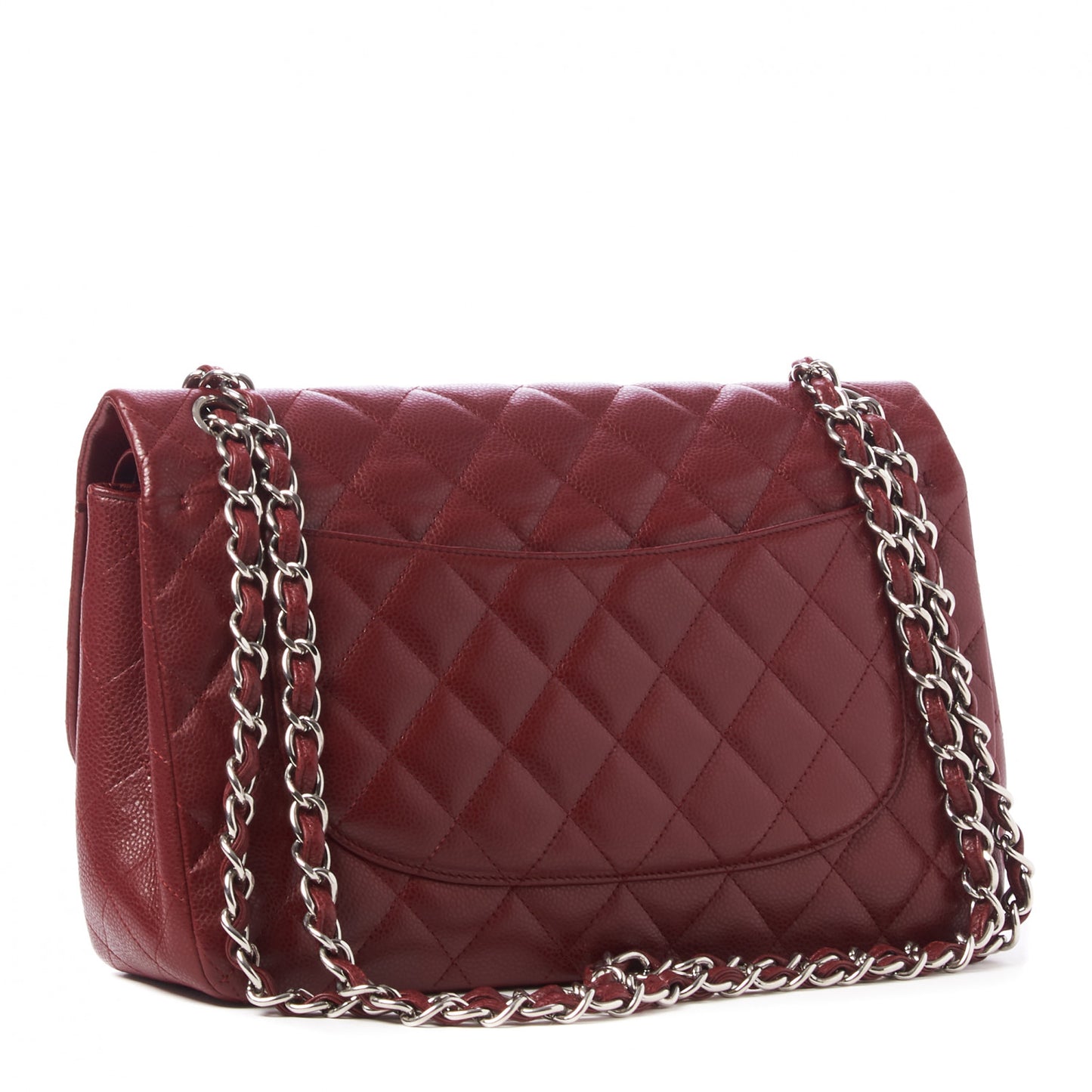 Caviar Quilted Jumbo Double Flap Dark Red