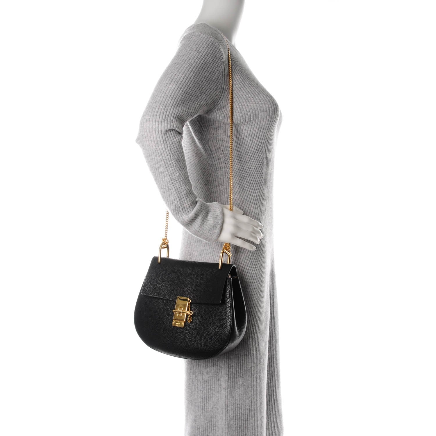 Chloe Grained Lambskin Drew Shoulder Bag Black 2 of 8
