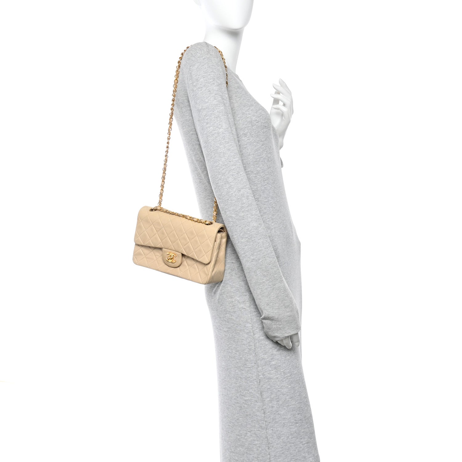 Chanel Lambskin Quilted Small Double Flap Beige 2 of 10