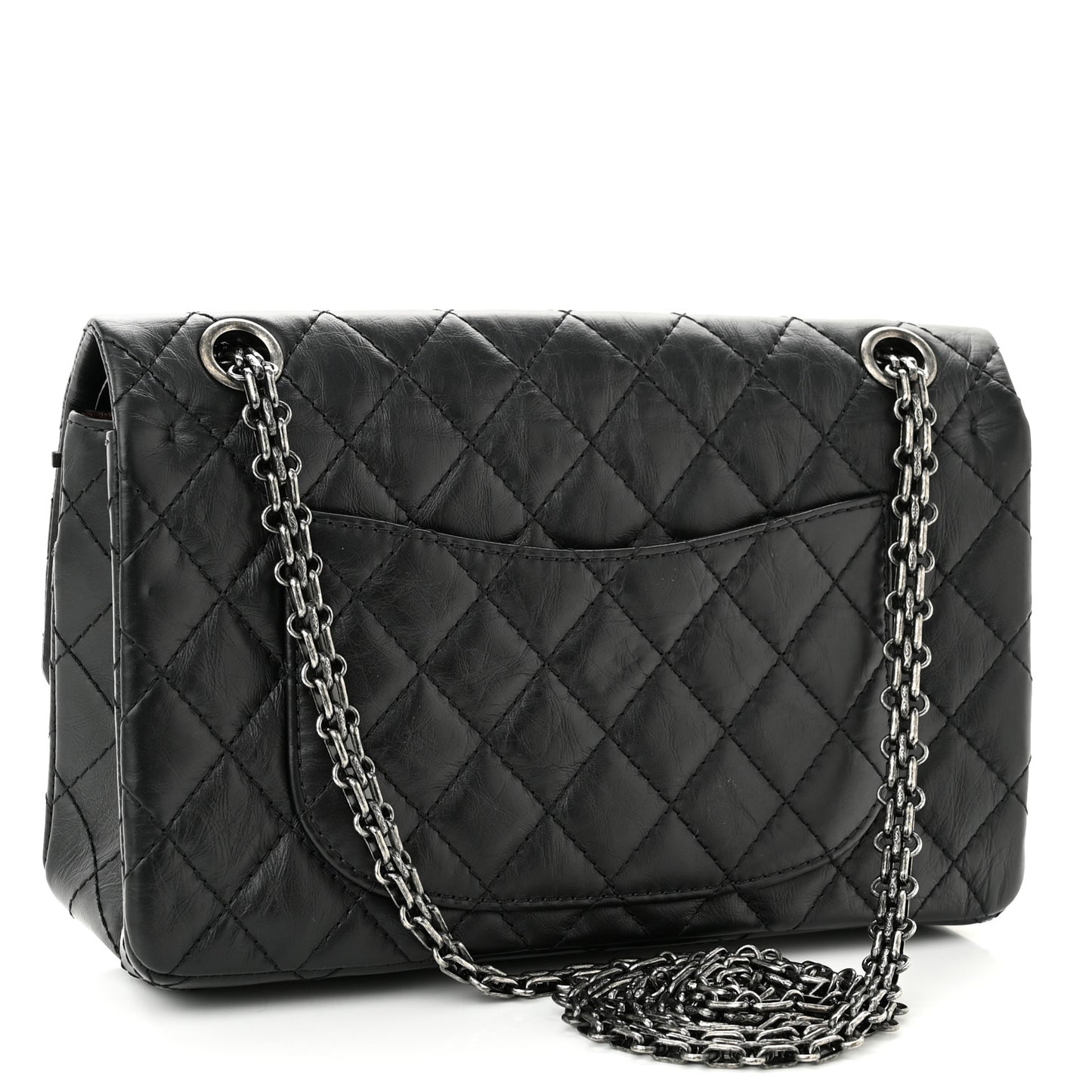 Aged Calfskin Quilted 2.55 Reissue 225 Flap Black