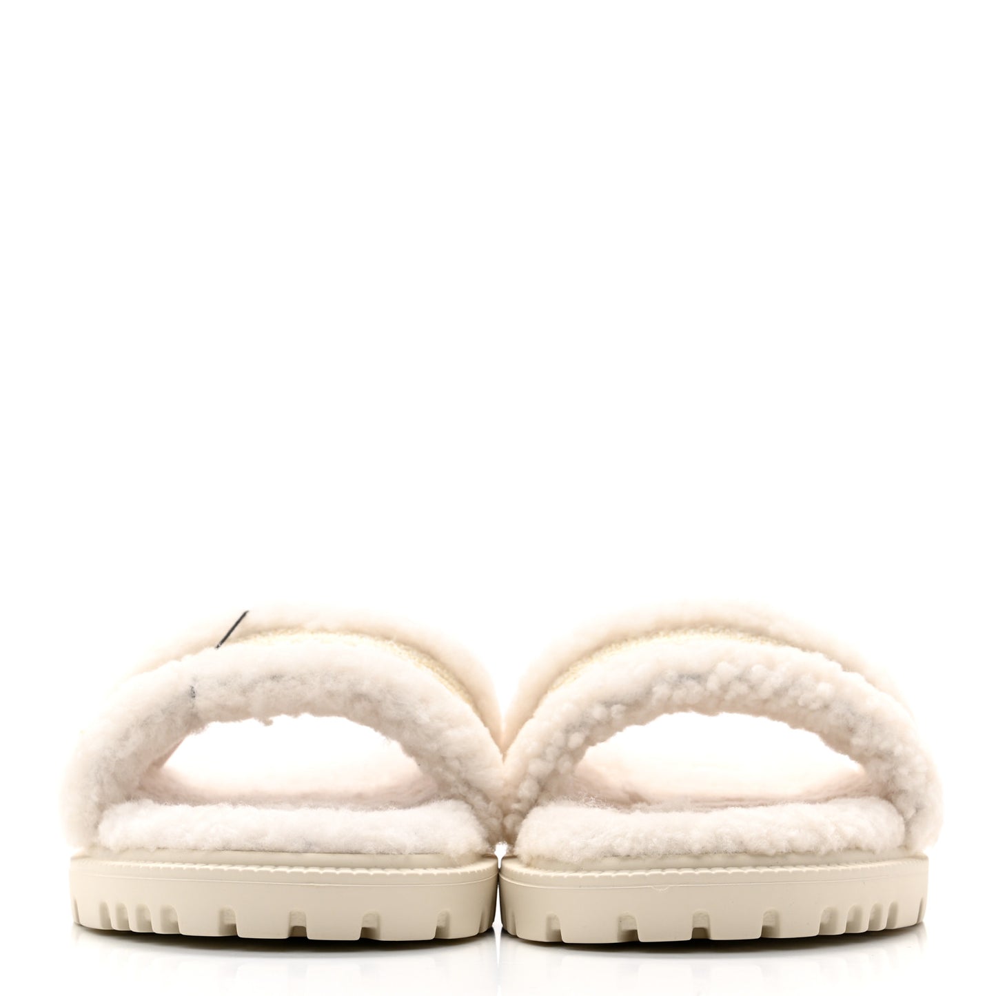 Shearling Canvas Lurex Embroidered Dway 10mm Slide Sandals 40 Natural Platinum