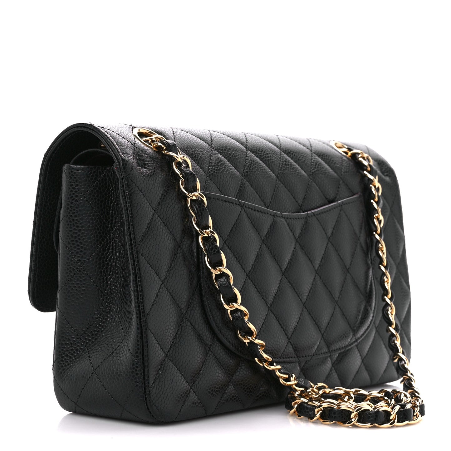 Caviar Quilted Medium Double Flap Black