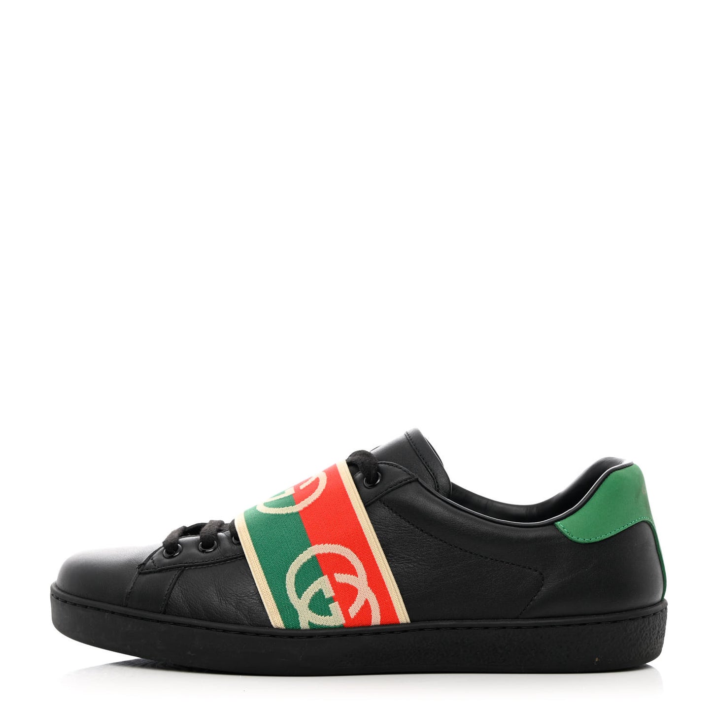 Calfskin Web Interlocking G Mens Ace Sneakers 9 Black