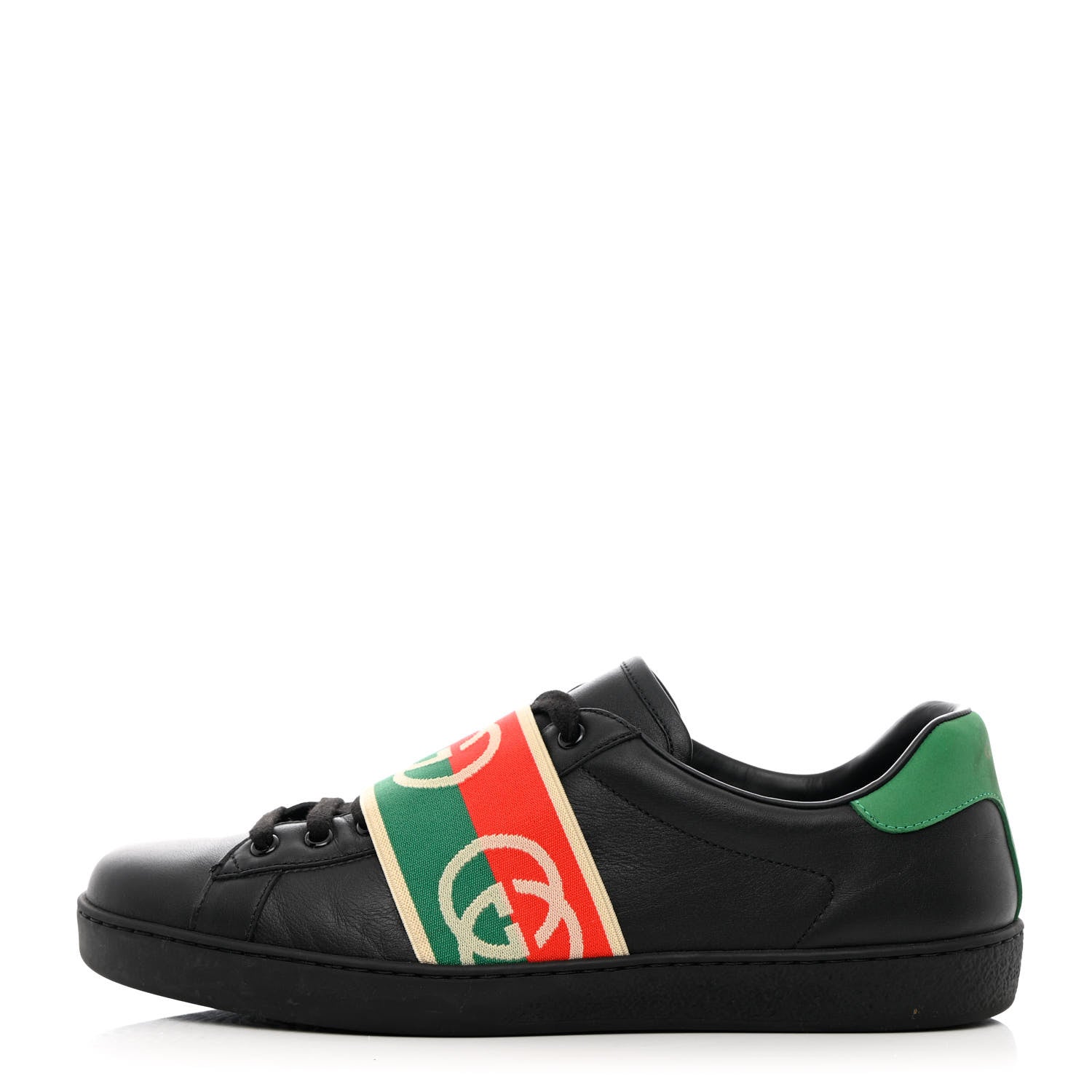 Gucci Calfskin Web Interlocking G Mens Ace Sneakers 9 Black 1 of 15