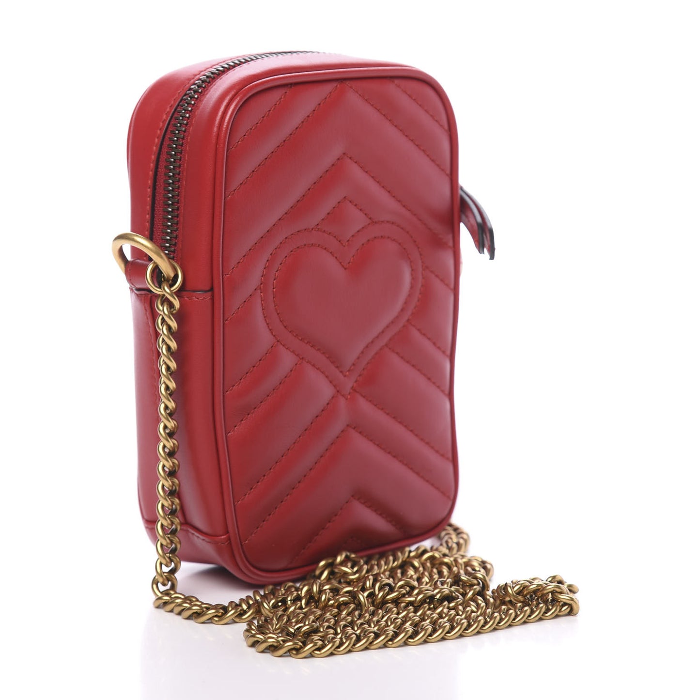 Calfskin Matelasse Mini GG Marmont Crossbody Bag Hibiscus Red