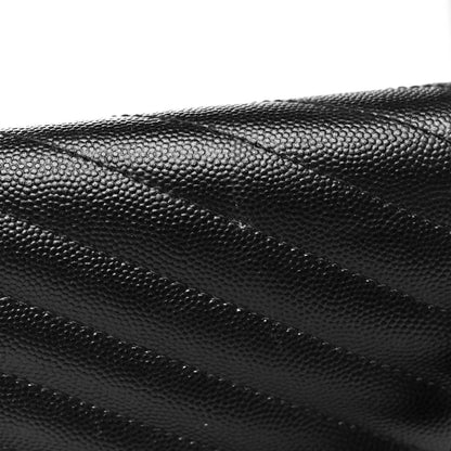 Saint Laurent Grain De Poudre Matelasse Chevron Monogram Envelope Clutch Black 11 of 12