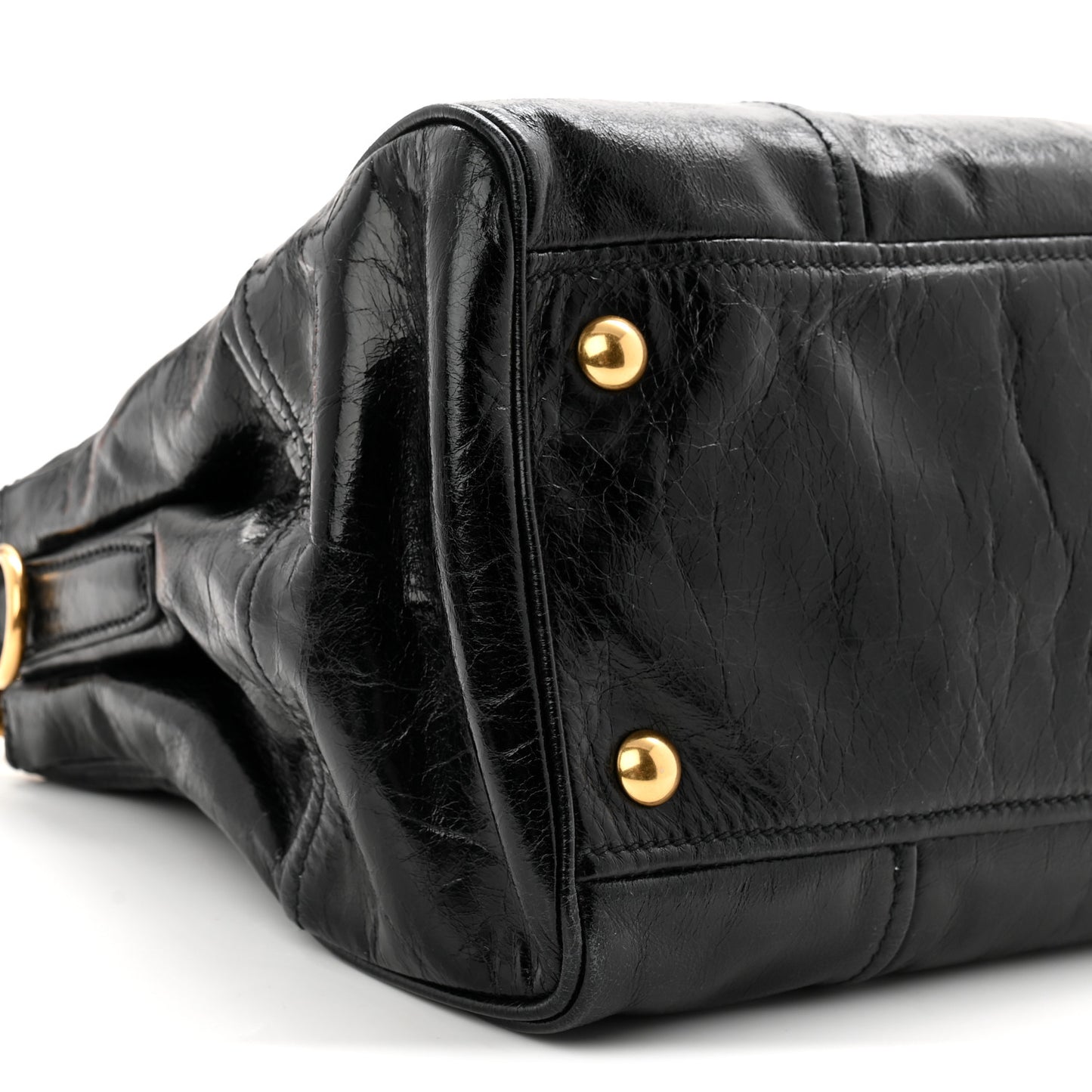 Vitello Shine Top Handle Satchel Black