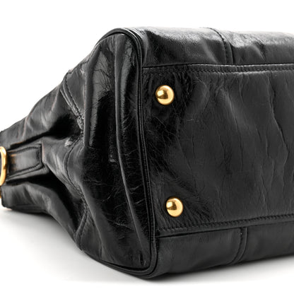 Miu Miu Vitello Shine Top Handle Satchel Black 7 of 8