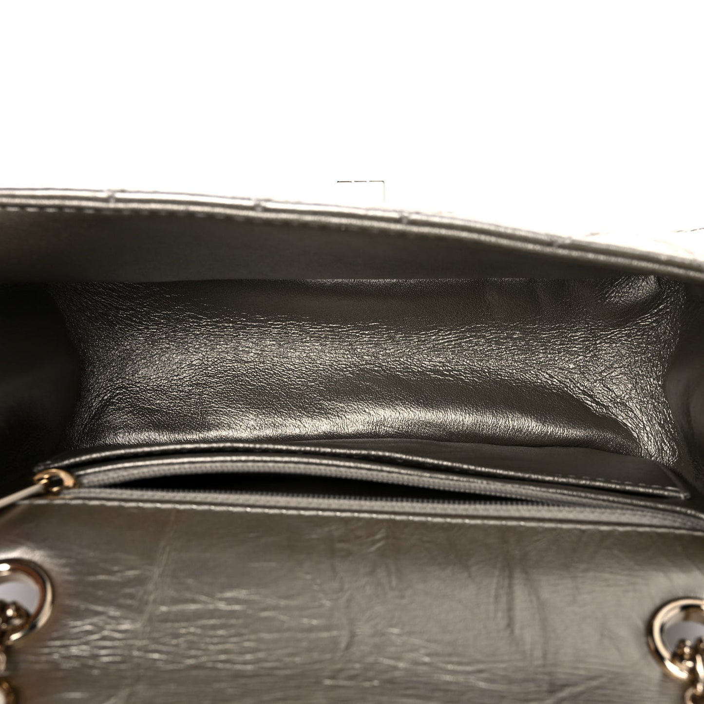Metallic Aged Calfskin Quilted 2.55 Reissue Mini Flap Light Gold