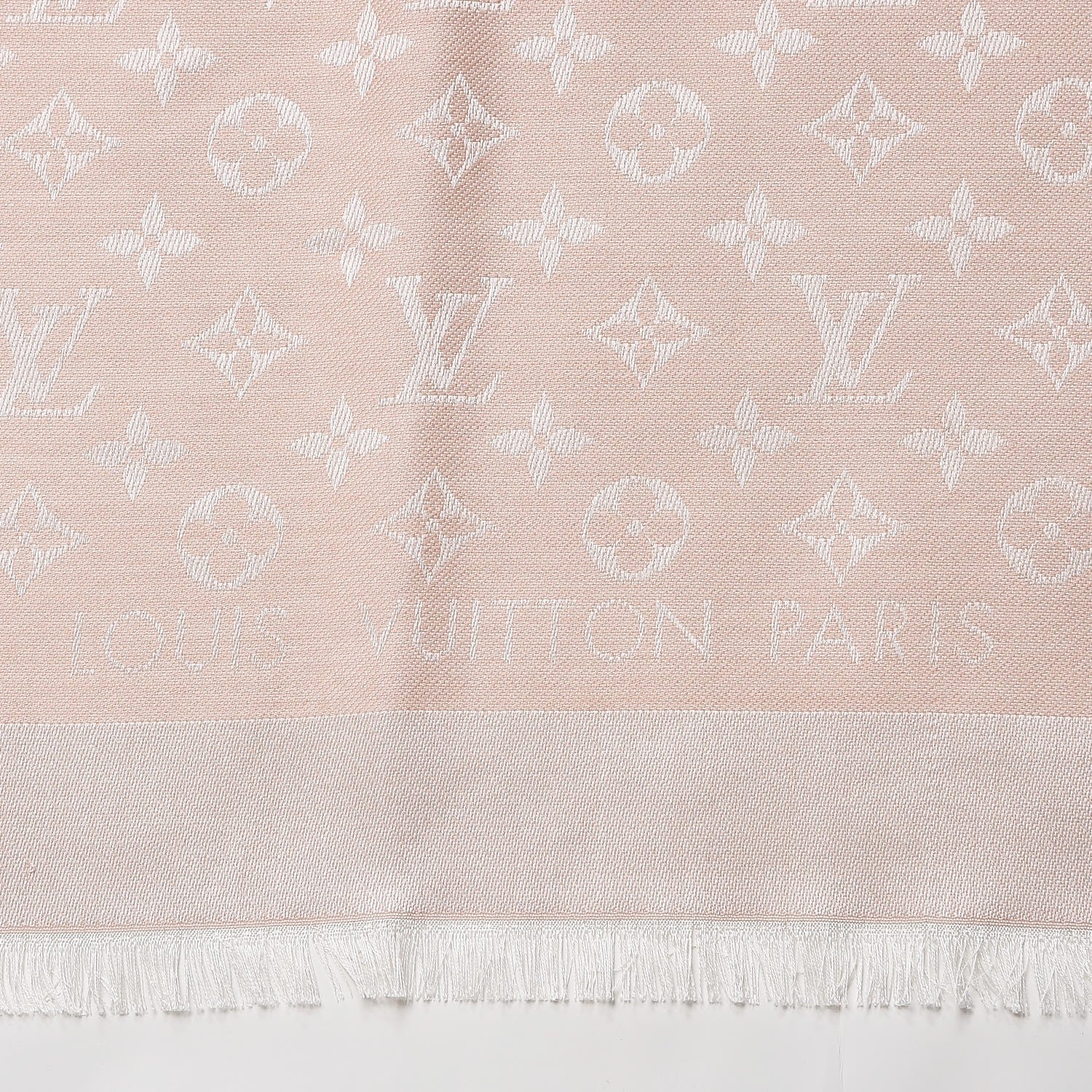 Louis Vuitton Silk Wool Monogram Denim Shawl Pink 3 of 4