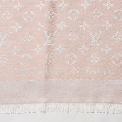 Louis Vuitton Silk Wool Monogram Denim Shawl Pink 3 of 4