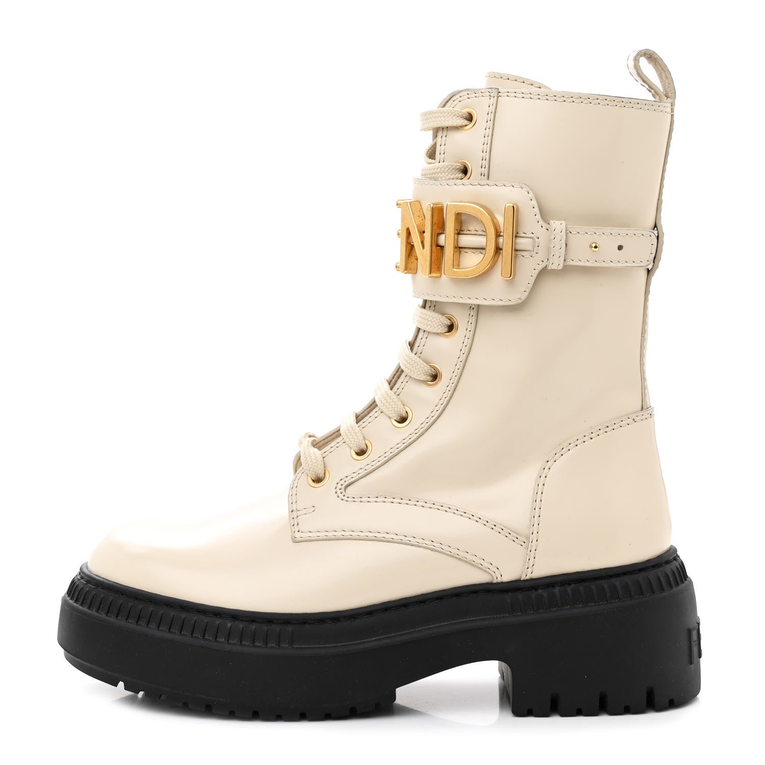 Fendi Vitello Abrasivato Fendigraphy 50mm Biker Boots 36 White 1 of 10