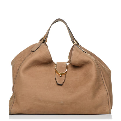 Gucci Nubuck Large Soft Stirrup Shoulder Bag Light Brown 1 of 8