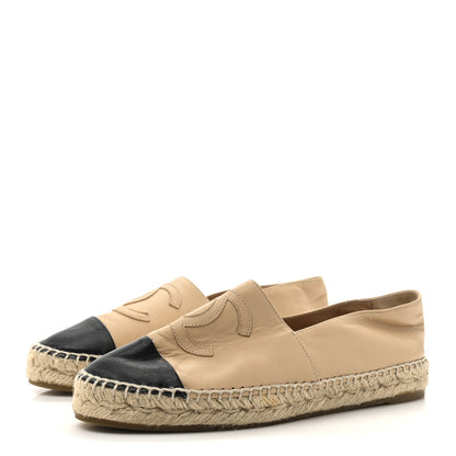Chanel Lambskin CC Espadrilles 38 Beige Black 4 of 10