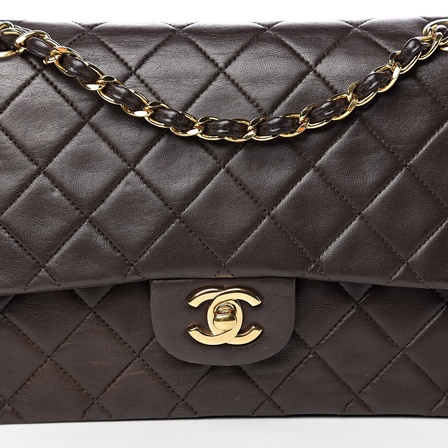 Chanel Lambskin Quilted Medium Double Flap Dark Brown 17 of 17