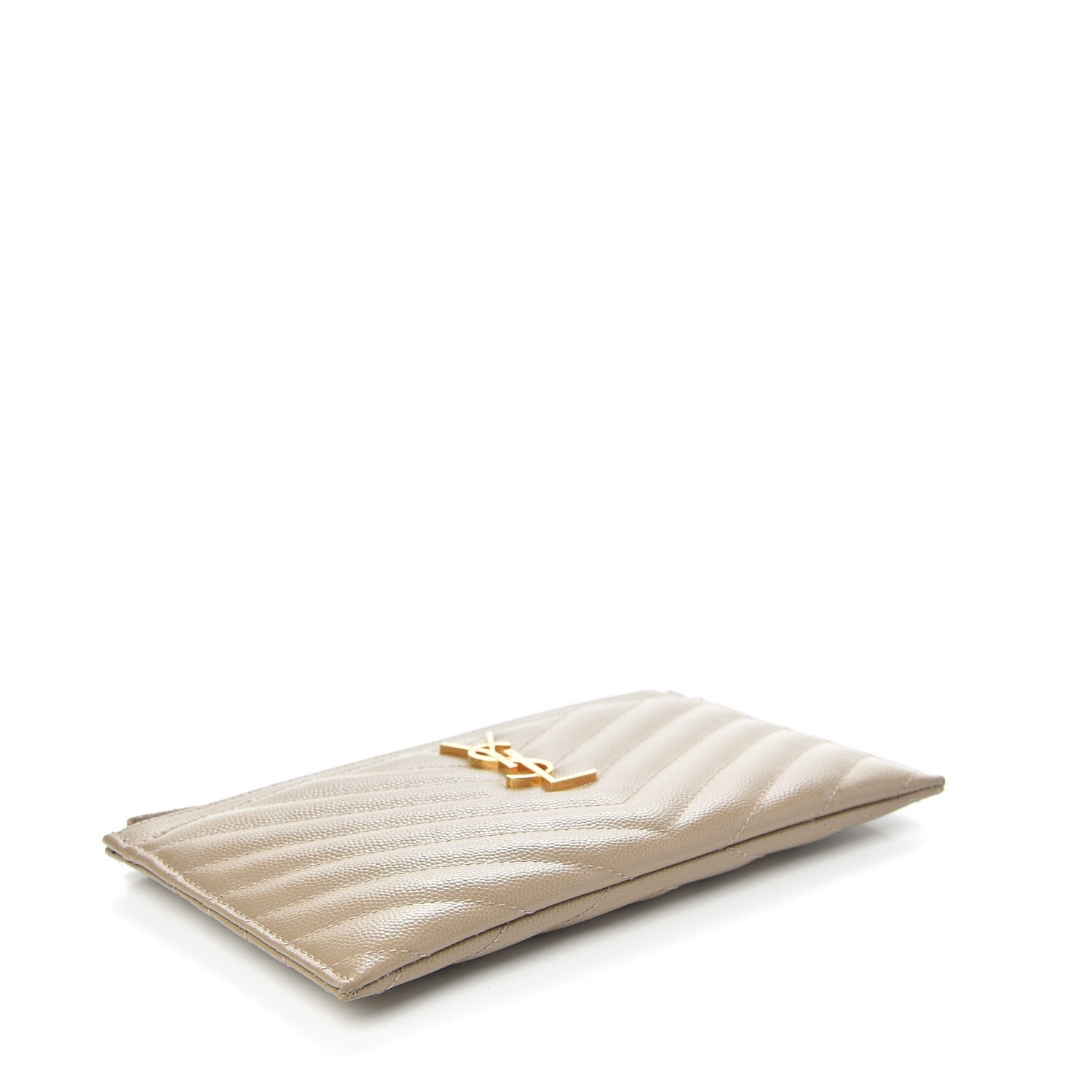 Saint Laurent Grain De Poudre Chevron Monogram Bill Pouch Dune 4 of 10
