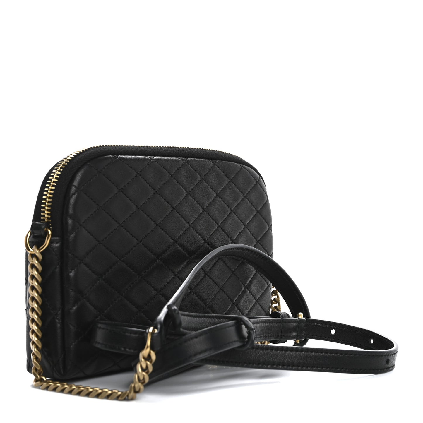 Lambskin Quilted Gaby Zipped Pouch Black
