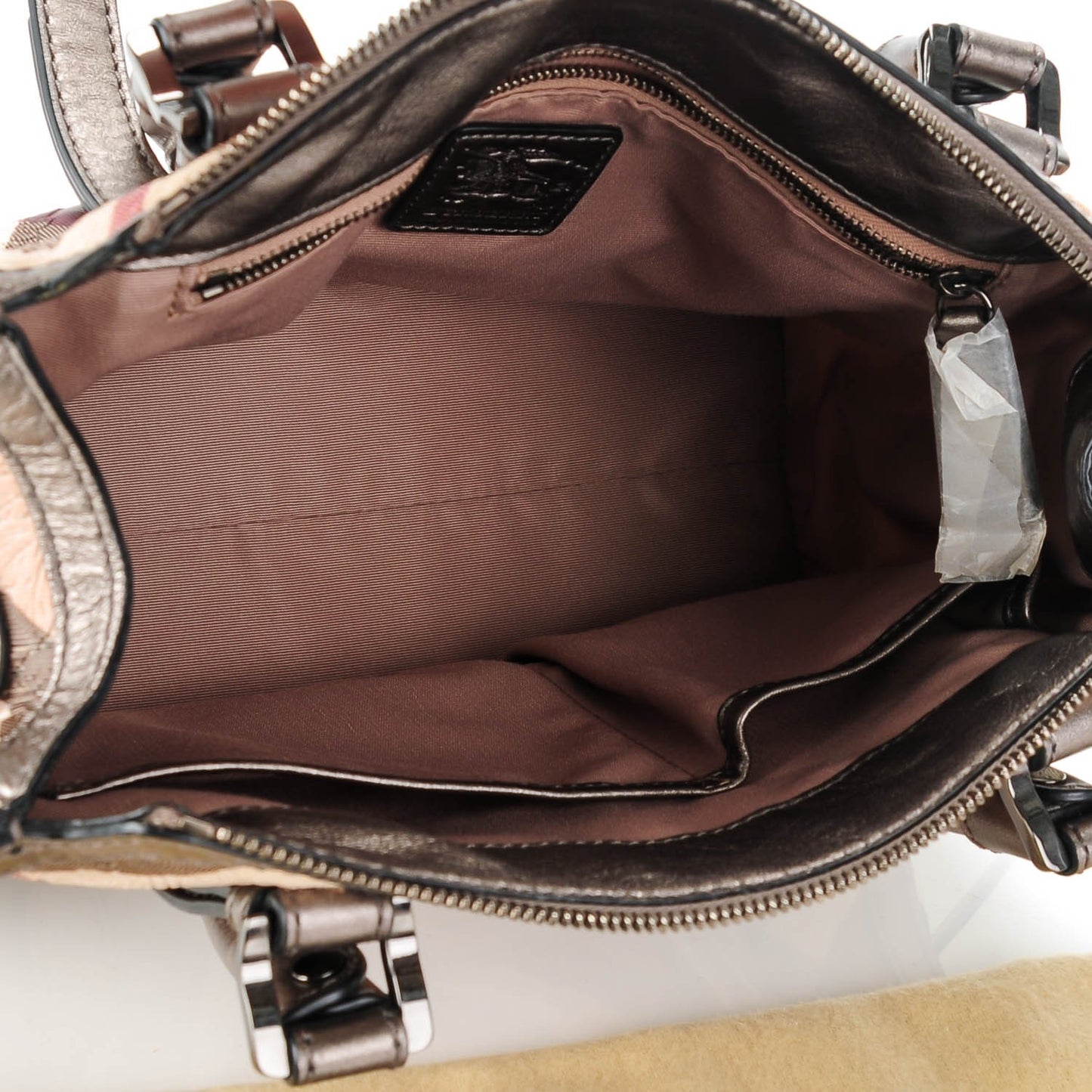 Nova Check Embossed Convertible Satchel Pewter