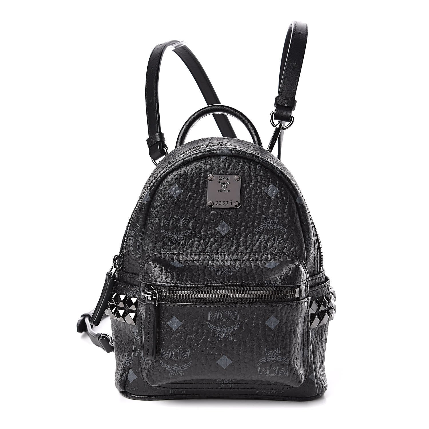 MCM Visetos Side Stud X-Mini Stark Bebe Boo Backpack Black 1 of 10