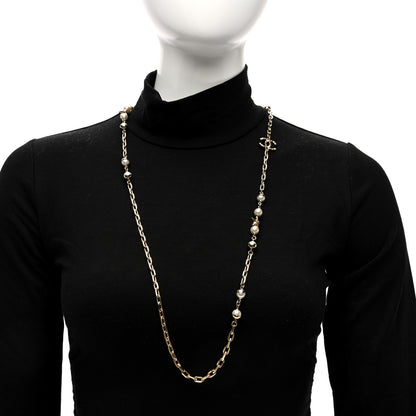 Chanel Metal Pearl CC Star Long Necklace Gold 2 of 4