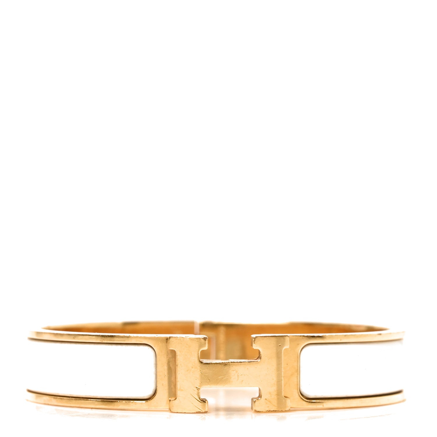 Hermes Enamel Narrow Clic Clac H Bracelet PM White 1 of 4