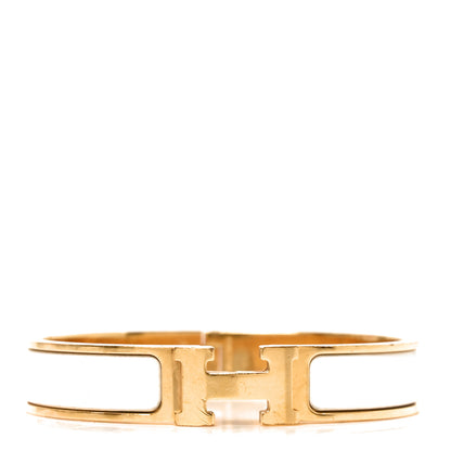 Hermes Enamel Narrow Clic Clac H Bracelet PM White 1 of 4
