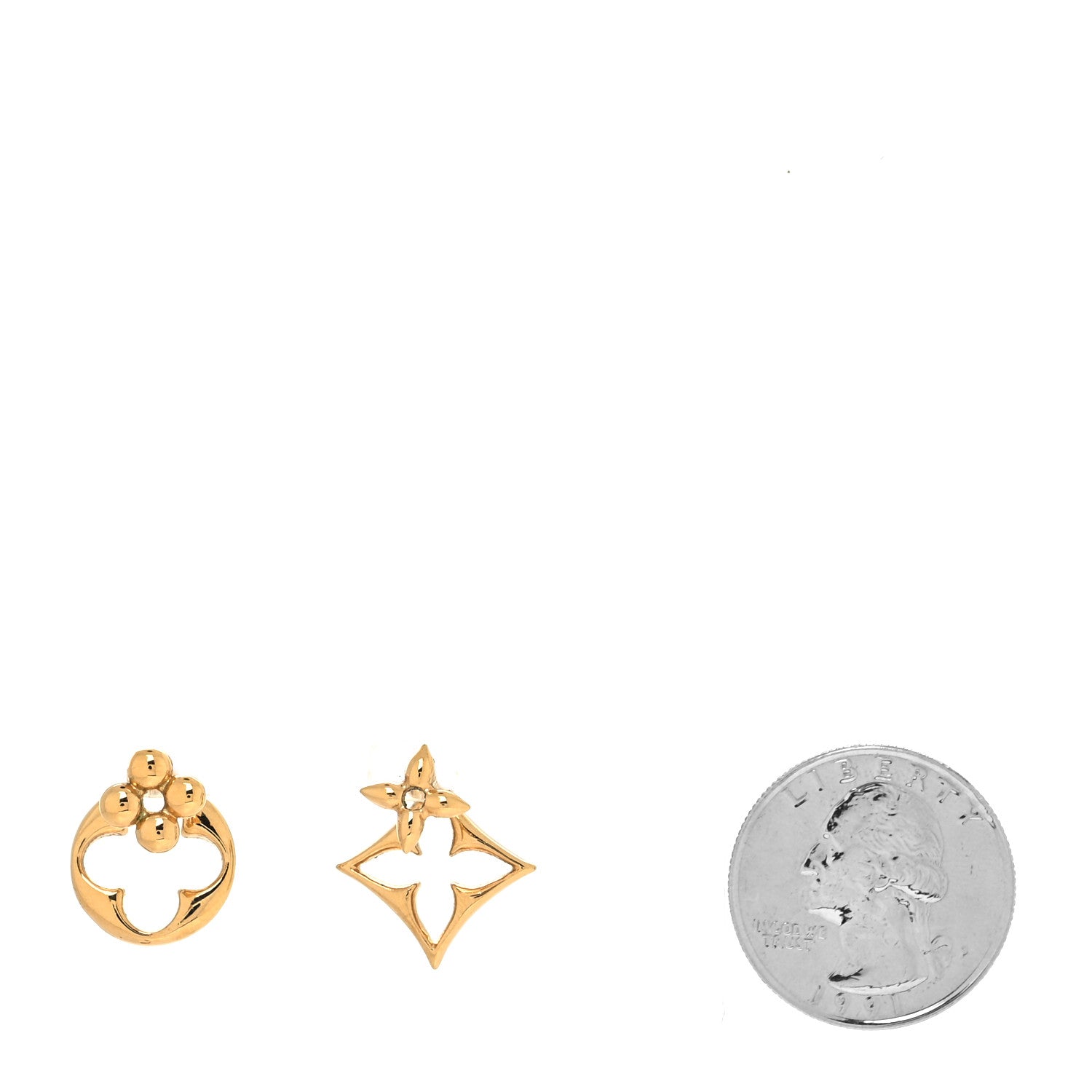 Louis Vuitton Metal LV Flowergram Earrings Gold 2 of 4