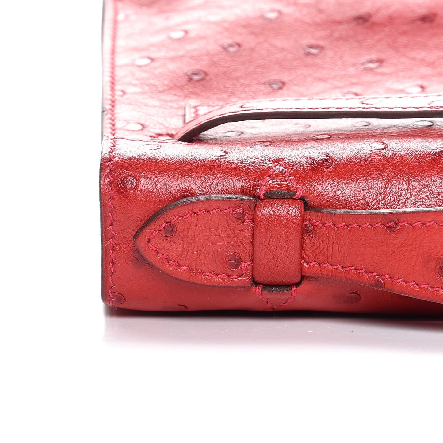 Ostrich Kelly Pochette Rouge Vif