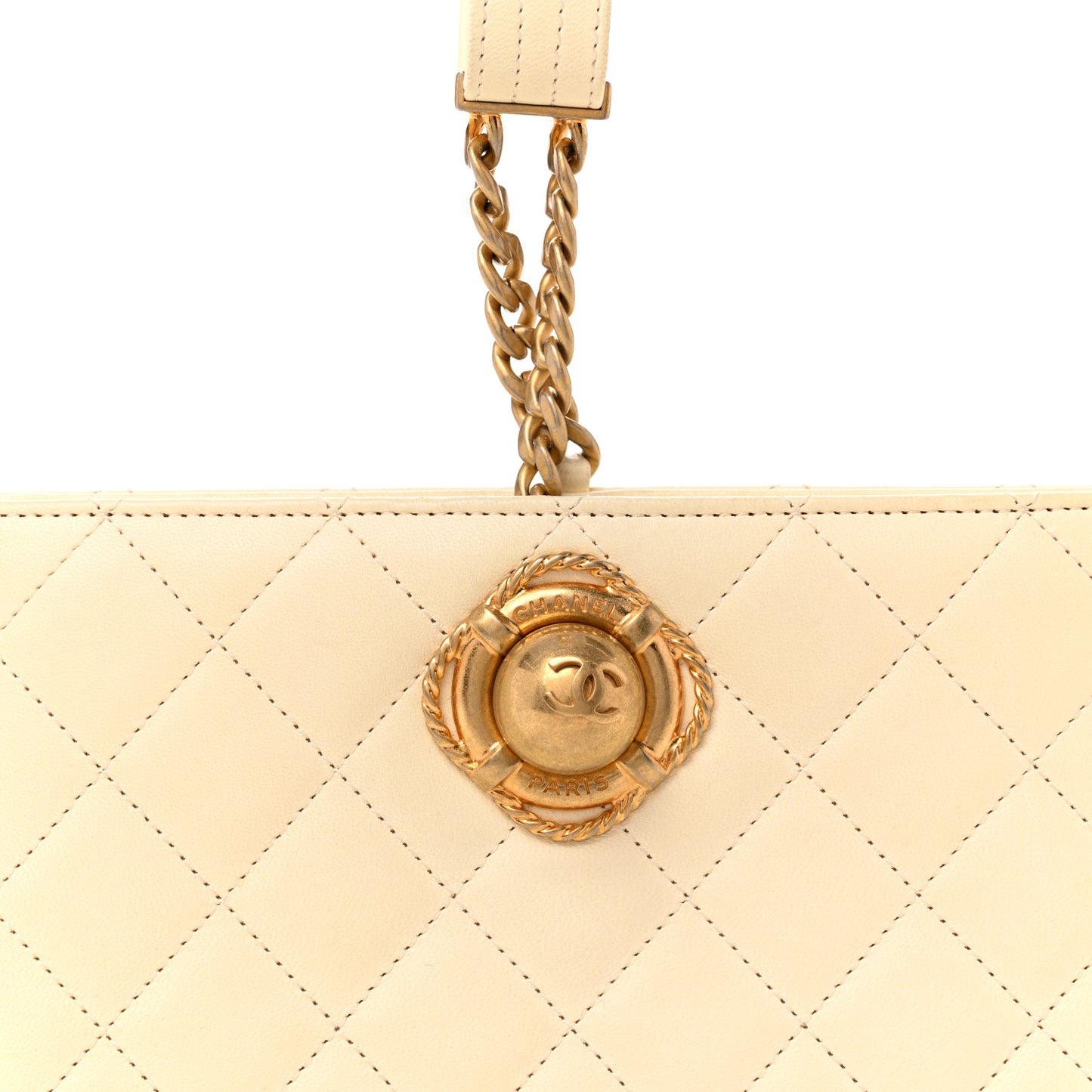 Lambskin Quilted Evening By The Sea Clutch White